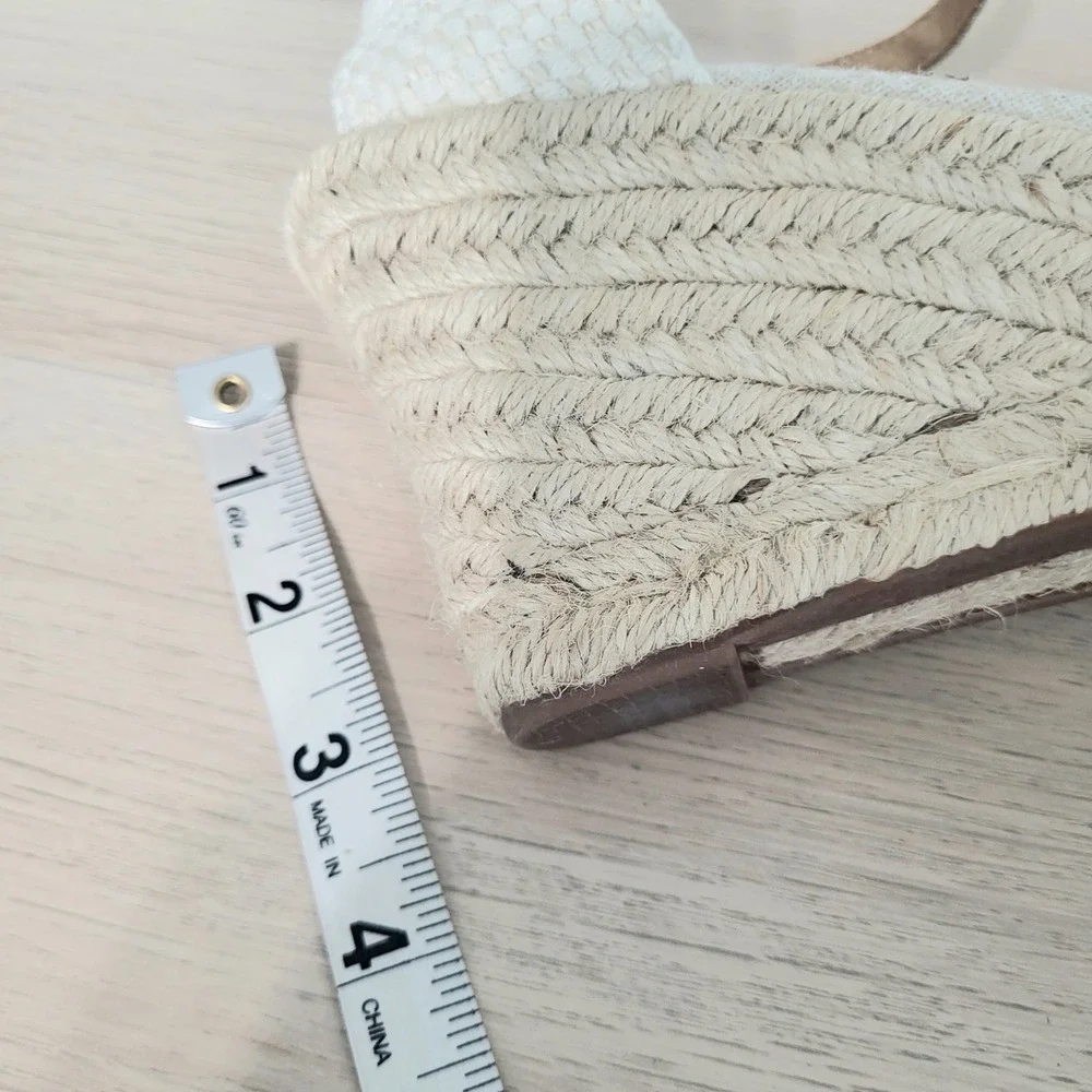 J Crew Espadrille Wedge Sandals Ankle Strap Ivory Cream Heels Jute Buckle 7.5